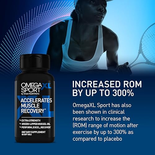 Miniatura 6 de OmegaXL Suplemento deportivo extra fuerte de recuperación muscular y suplemento de apoyo respiratorio, mejora DOMS y ROM, aceite de mejillón de