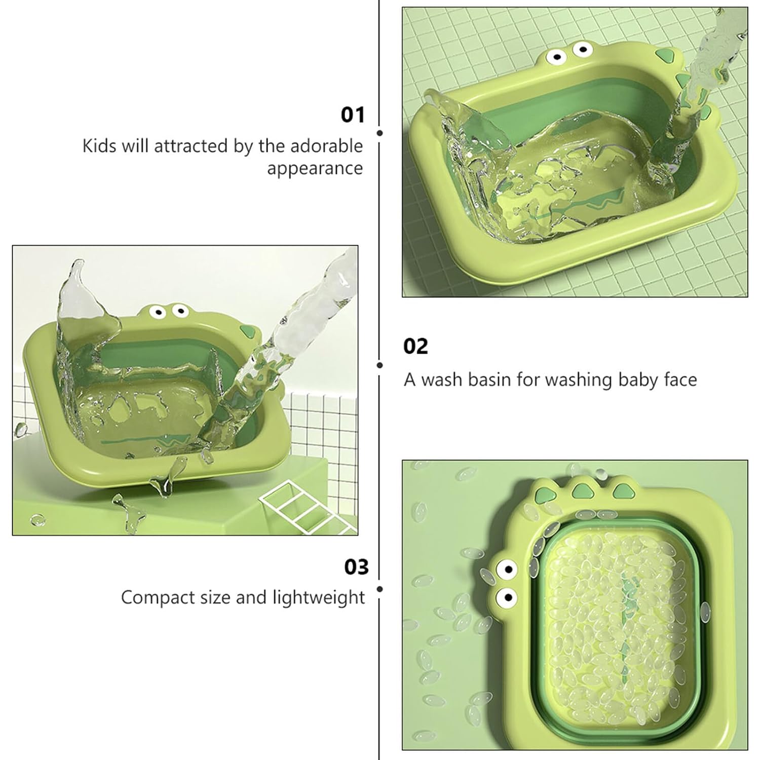 Thickened Foldable Wash Basin for Newborns and Infants, Portable Washbasin in Green for Safe Bathing and Travel Use