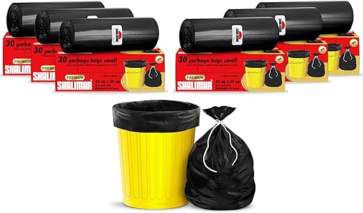 Shalimar Premium Garbage Bags ( Lavender Fragrance ) Size 17 X 19 Inches (Small) 180 Bags (6 rolls) Dustbin Bag/Trash Bag – Black Color