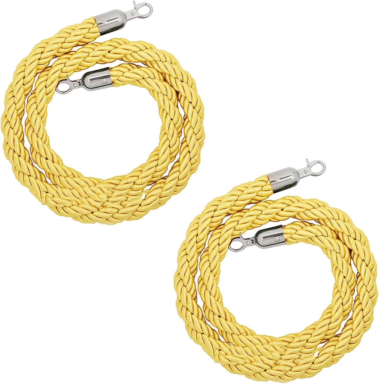 Queue Barrier Ropes with Silver Hook,Stanchion Rope 1/1.5/2/2.5/3meter, Crowd Control Rope, Braided Hemp Rope for Queue Divider (Bule 1.5meter)