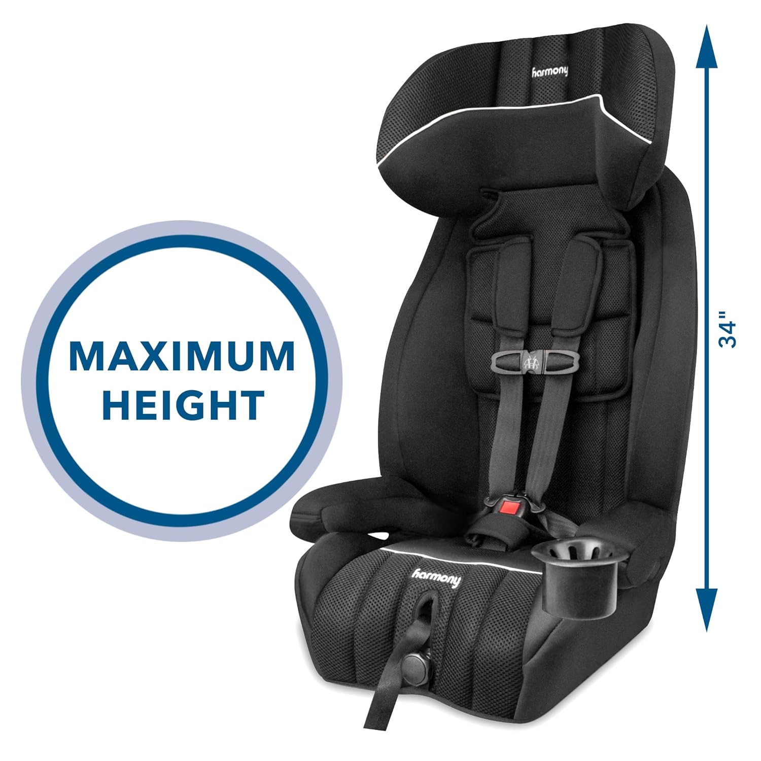 Harmony Defender 360 MAX with SIP 3-in-1 Harness Booster Car Seat, Forward Facing Car Seat, Highback, to Backless Booster, for Children 26.5–120 lbs., 27–57 in - Black