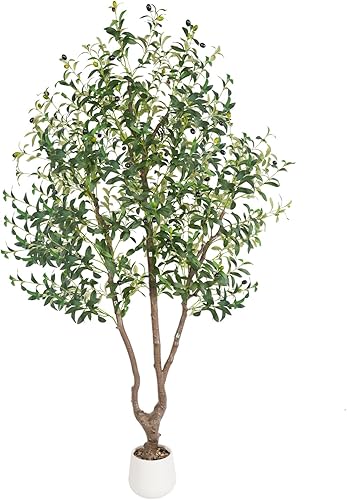 Olive Tree 6FT Fake Tree Large Artificial Tree Indoor Faux Plants with Pot, Nearly Natural Olive Branches and Fruits for Living Room Home Office Decorations