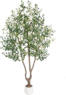 Faux Plants Indoor, 6FT Fake Tree Large Artificial Tree Tall Faux Olive Tree with Pot, Nearly Natural Olive Branches and Fruits for Living Room Office Home Decor