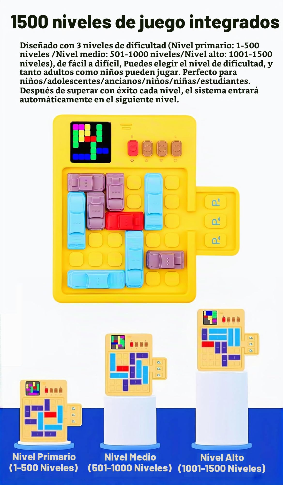 HLF Coche Inteligente Huarong Road Speed Escape Game Laberinto Puzzle 1500 Niveles de Escritorio de ladrillo máquina de Juego de Bloques de Rompecabezas automático detección de estacionamiento lógica