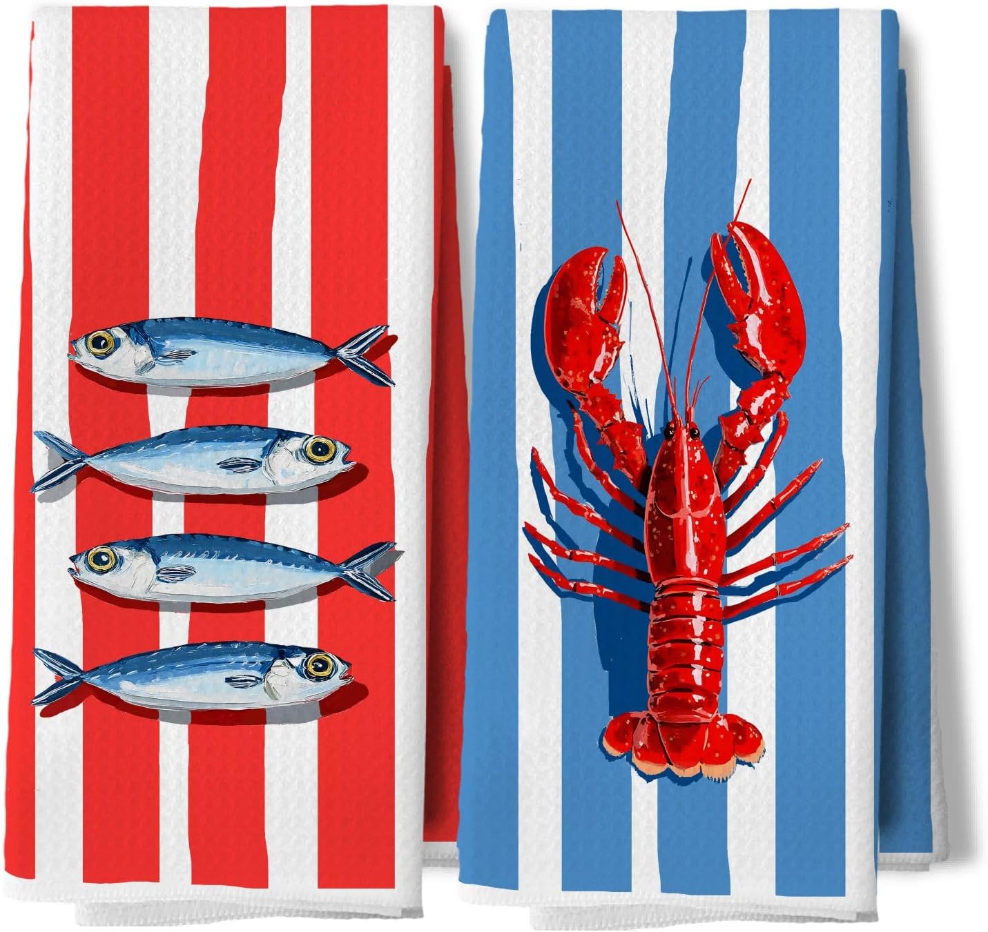 Coastal Beach Crab Kitchen Dish Towels, Beach Lover Gifts, Summer Ocean Nautical Pastel Colorful Crab Decorative Hand Tea Towels for Bathroom Kitchen, 16x24 Inches