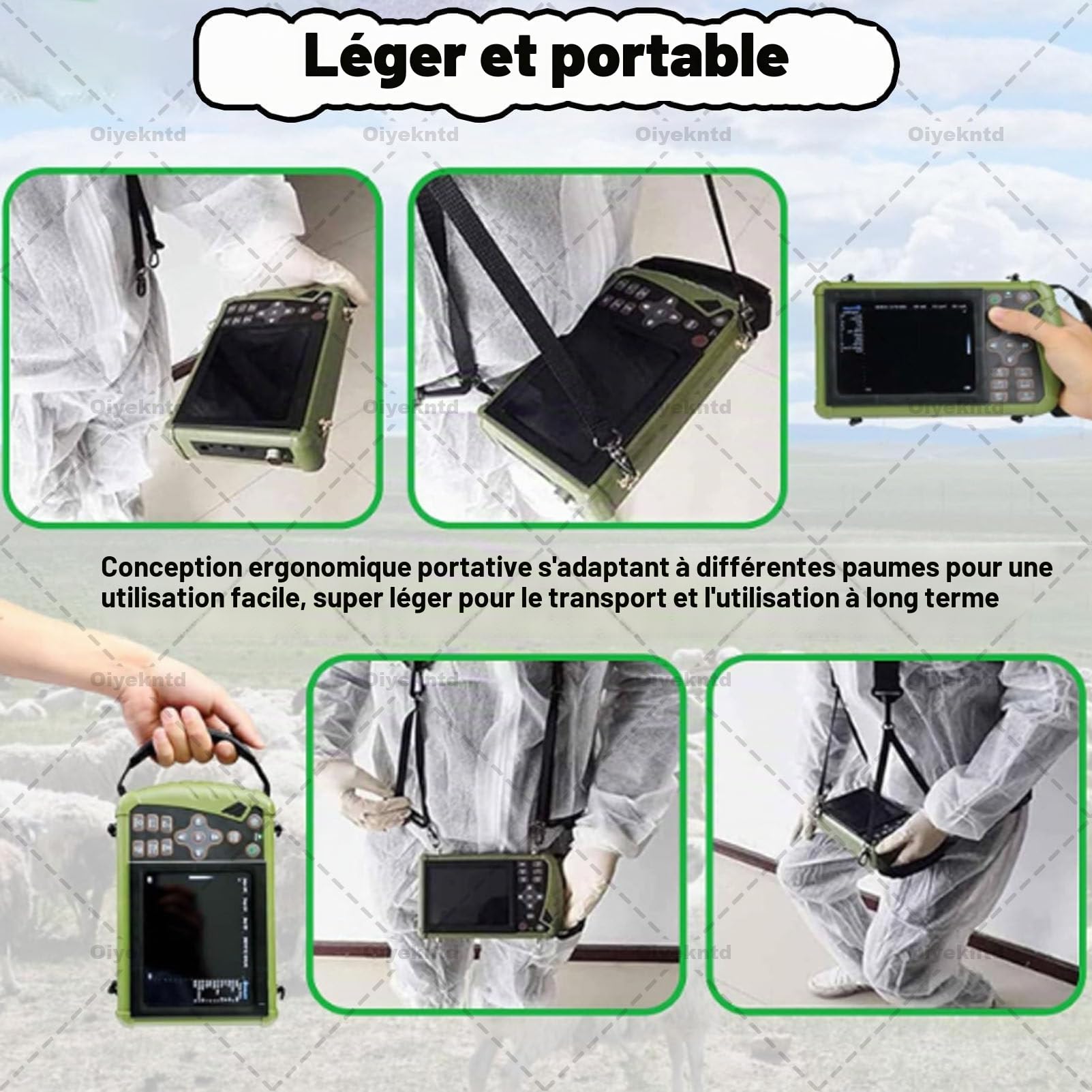 Échographe Portable pour Animaux, Appareil d'échographie de Diagnostic de Gestation vétérinaire avec sonde Convexe de 3,5 MHz pour Moutons, Chiens, Chats et porcs (estimation)