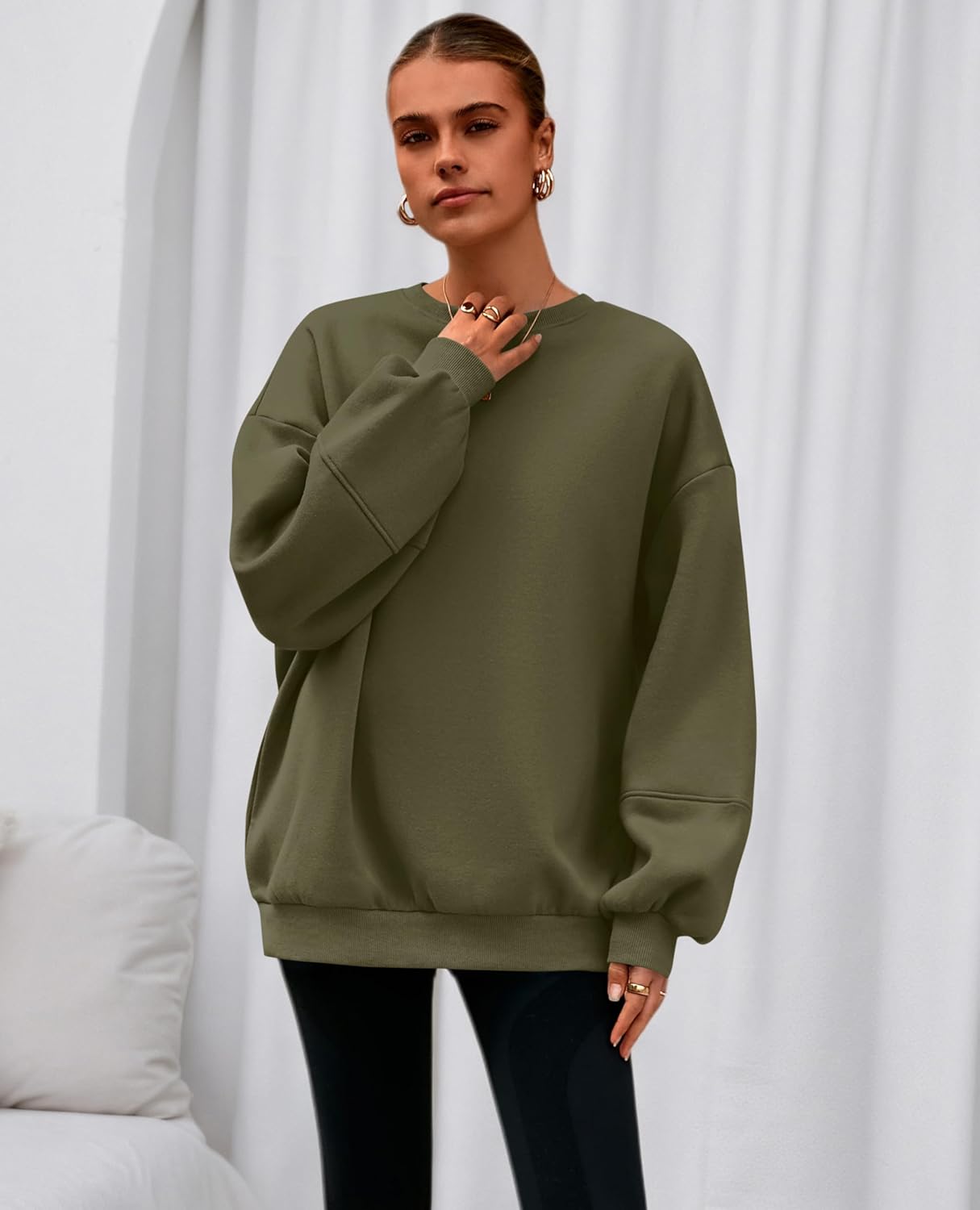 PRETTYGARDEN Oversized Sweatshirt for Women Fall Long Sleeve Crewneck Fleece Loose Fit Casual Pullover Tops Fashion Clothing - Image 4