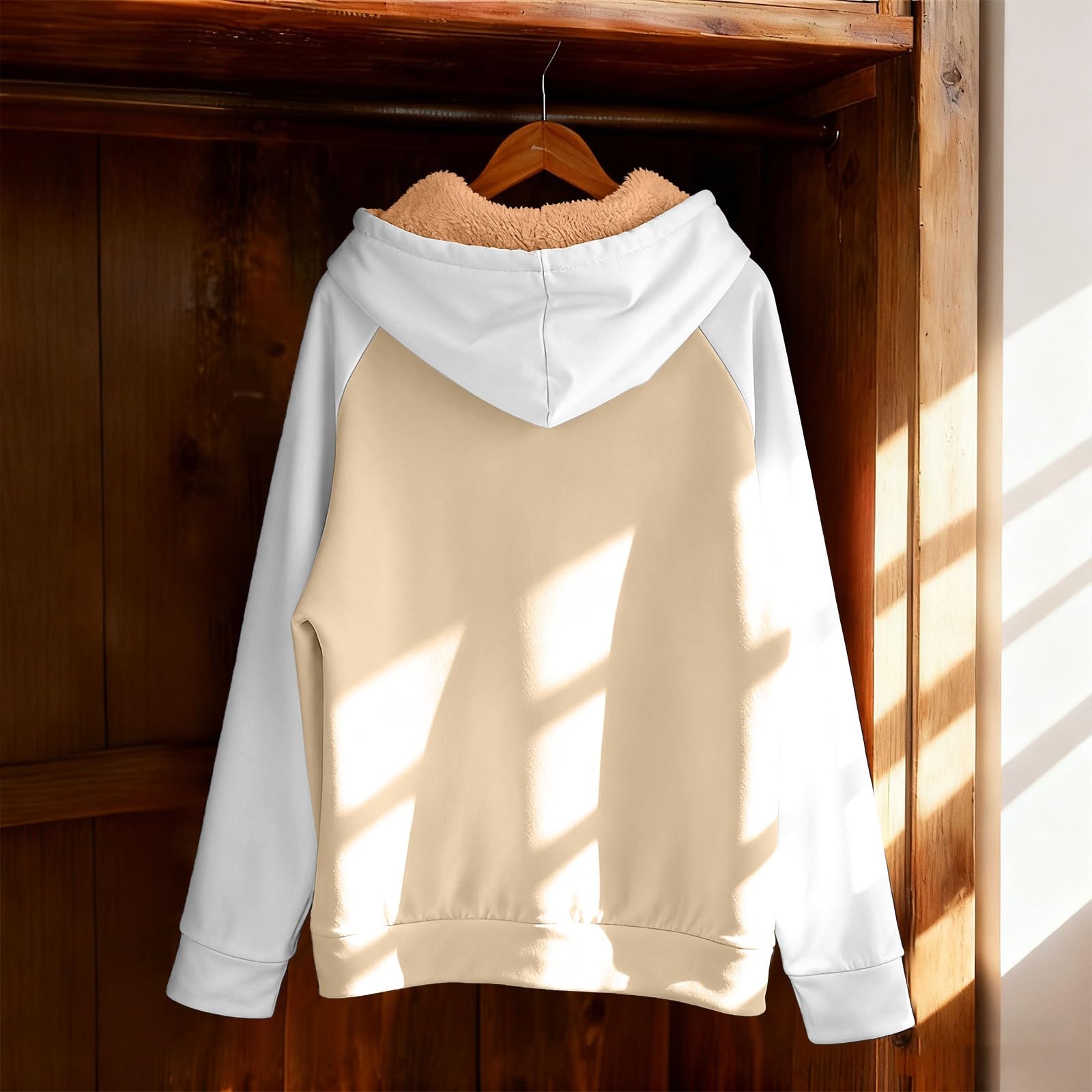 Ropa De Verano Hombre Sudadera con Capucha para Hombre, Estilo Informal, Cálida, Forrada, Ideal El Invierno. del Hierro (Beige, M) Casual Men's Clothing Chaqueta Entretiempo Camisa
