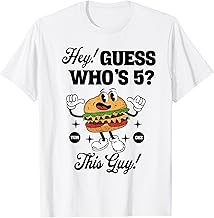Guess Who's 5 This Guy Burger Funny 5th Birthday Boys T-Shirt