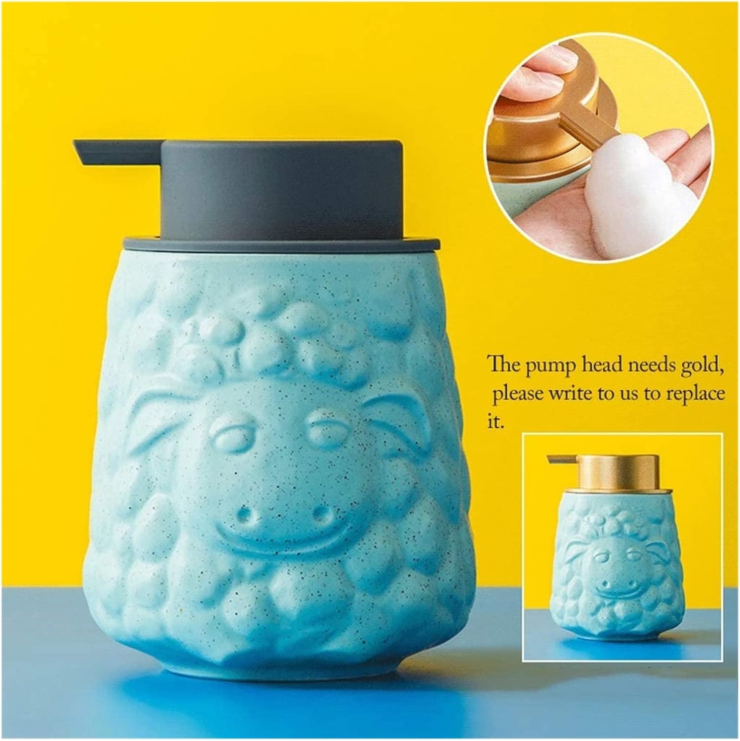 Fashion Soap Dispenser Cute Animal Shape Foam Soap Dispenser Ceramic Refillable Pump for Children's Liquid Containers，Multicolor Lotion Pump Bottle Premium Soap，Penguin a