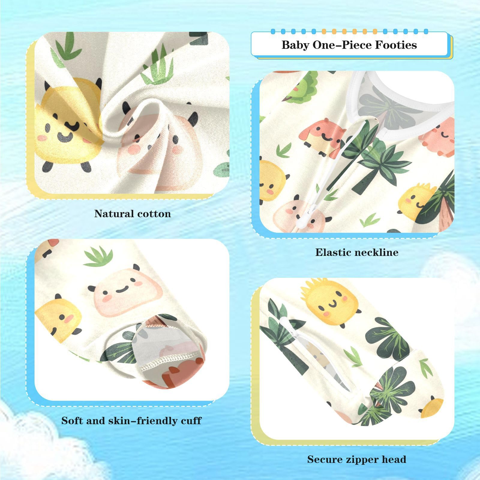 vvfelixl Baby Sleepers Cartoon Cute Plant Elf Baby Onesie Clothes for Girl Boys One-Piece Footies for 3-6 Months