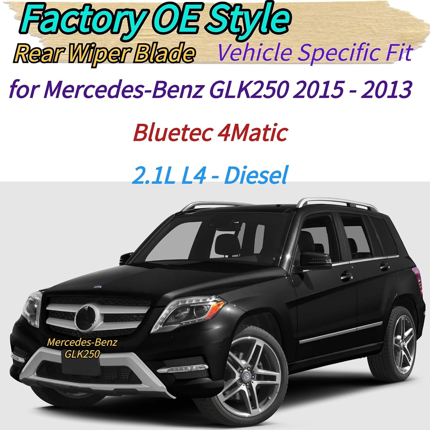 Rear Wiper Blade & Arm Replacement for Mercedes-Benz GLK250 X204 2015 2014 2013 - OEM Fit for 4Matic Base Models- All-Season Rear Back Windshield Wiper Blade Set