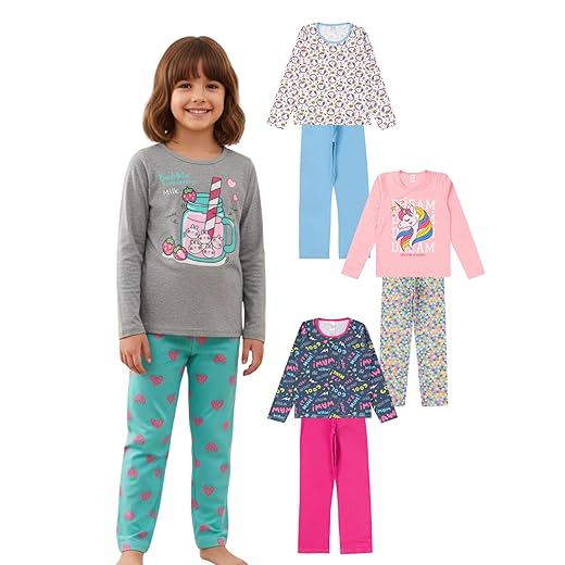 Kit com 3 Pijama Infantil Menina ou Menino INVERNO - Algodão - 1 ao 16
