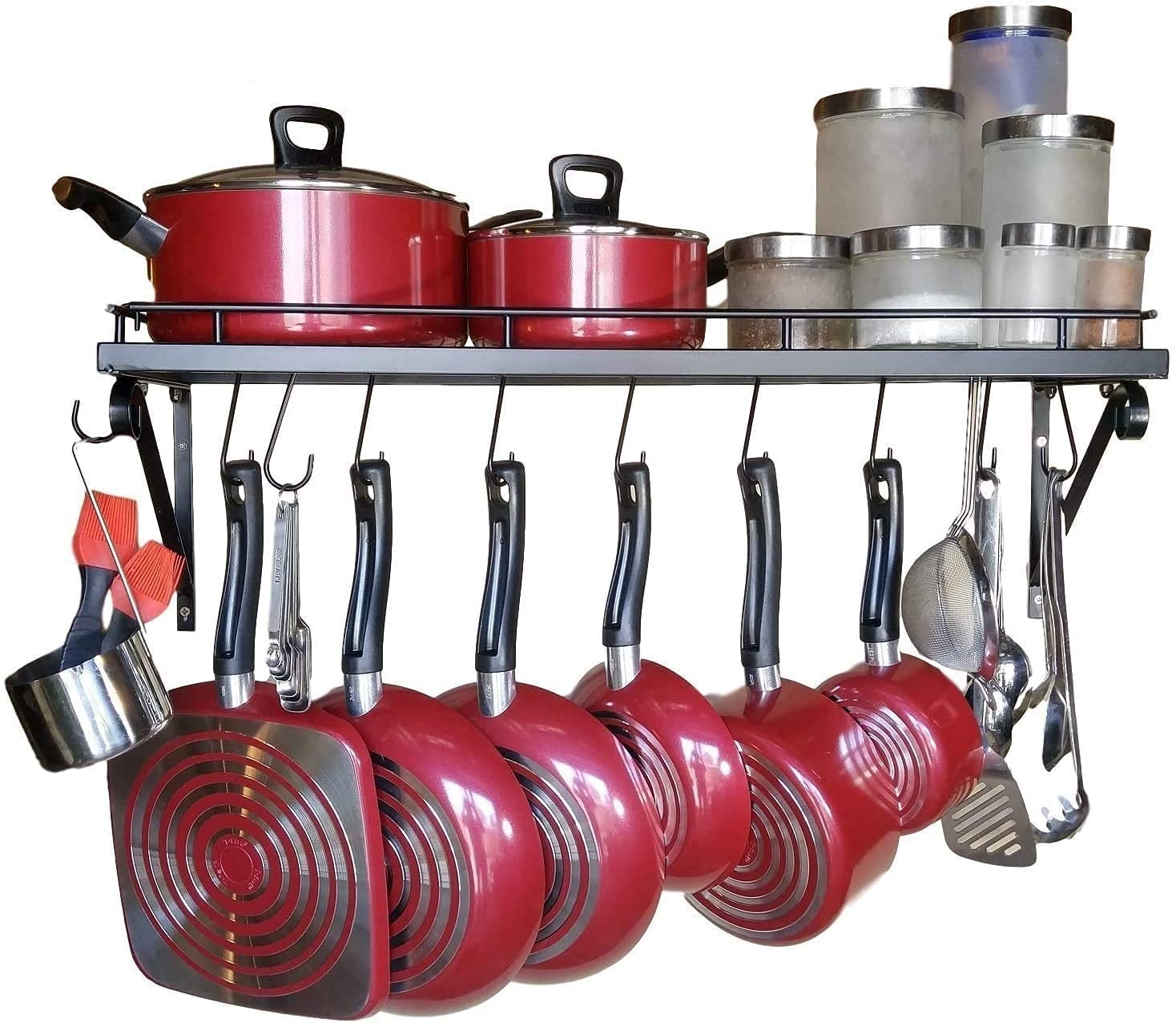 MNH ART 10 Hooks Spice Rack Organizer Black Iron Wanging Spice Shelf Storage for Kitchen and Pantry Storing Spices Seasoning, Household Items