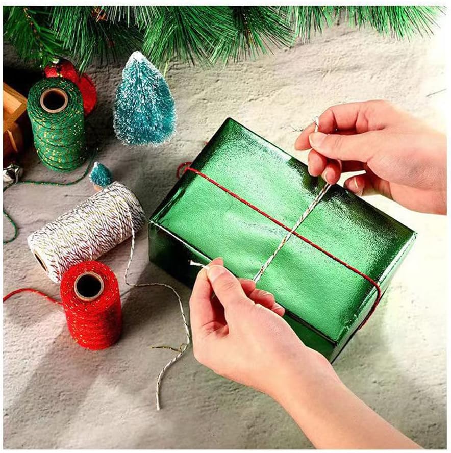 Bakers' Green and White 328-Ft Twine, Craft & Wedding Decor, DIY Rope for Knitting, Butchers' String, Christmas Wrapping