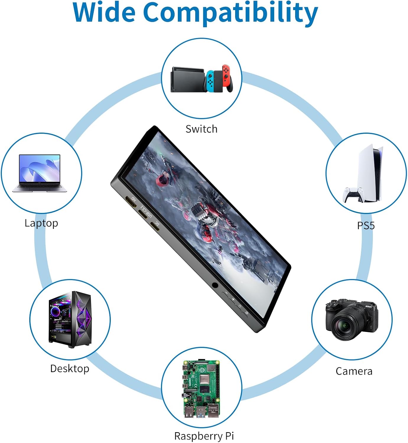 PeakDo 7 inch Portable Touchscreen, Mini 1080P 60Hz USB C HDMI Monitor, Ultra Thin Lightweight IPS LCD Display Second Screen for Gaming, Working, PS5, Xbox, Laptop, PC