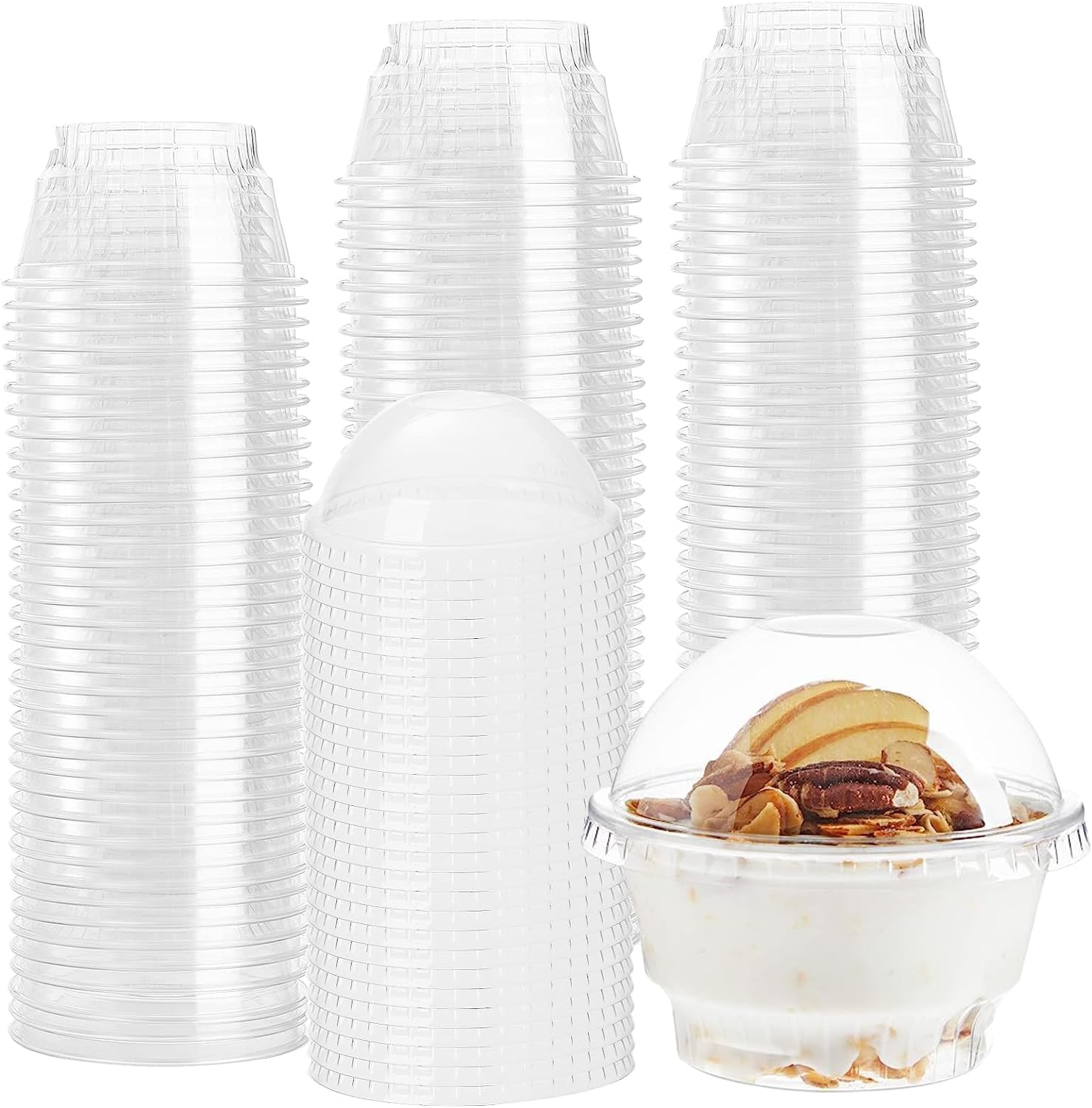 BEGA HOME Clear Plastic Cups 5oz 50 Cups And Lids Dessert Cups Great for
