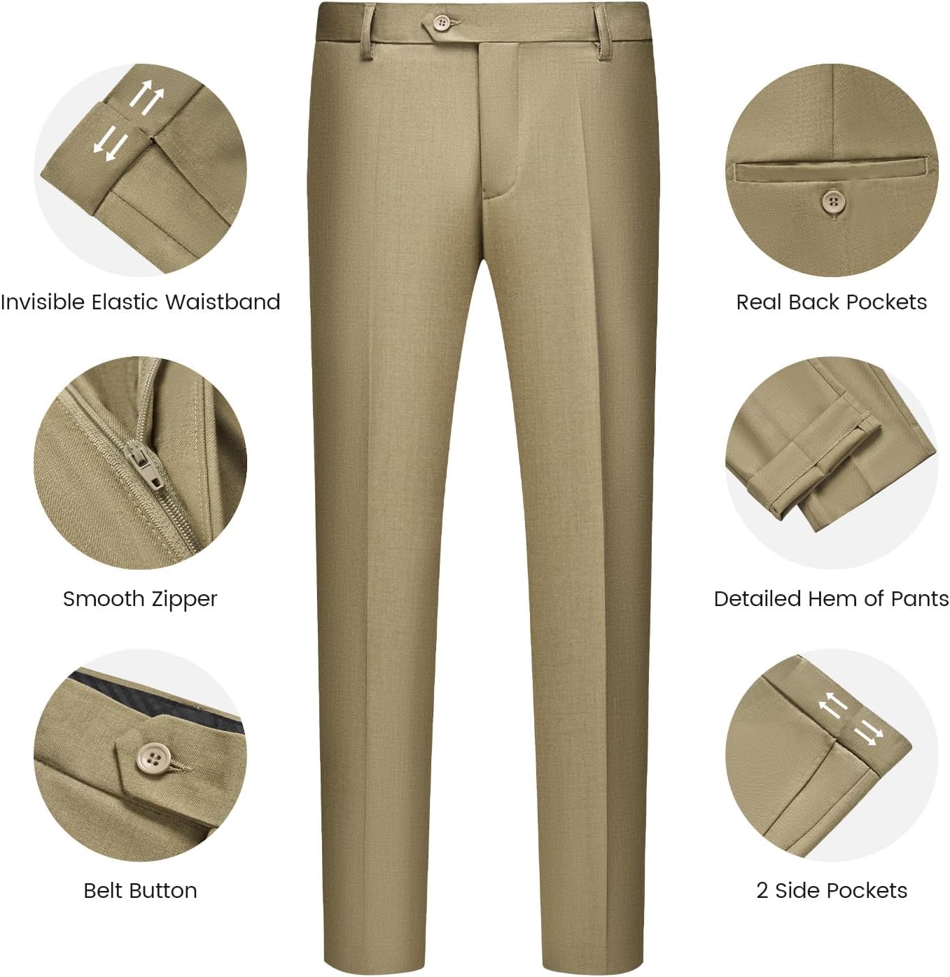 WULFUL Men’s Slim Fit Suit One Button 3-Piece Blazer Dress Business Wedding... - Picture 114 of 257