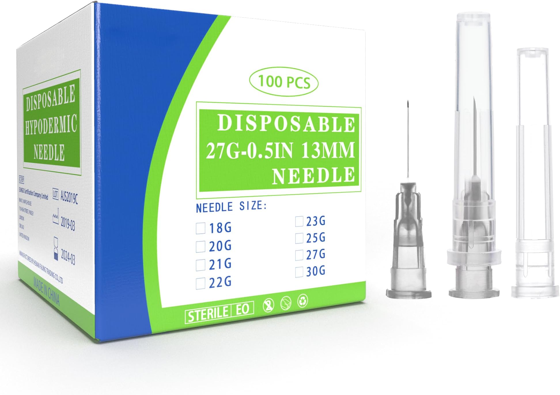 27G Luer Lock Needle 1/2 Inch Dispensing Tools, Disposable Individually Sterile Pack of 100