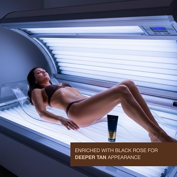 Onyx Toscana Bronzing Accelerator Lotion for Tanning Beds - DHA and Erythrulose Indoor Tanning Bed Bronzer - Dark Tan Bronzer with Tyrosine | Argan and Avocado Oil Body Lotion | 8.5 Fl Oz