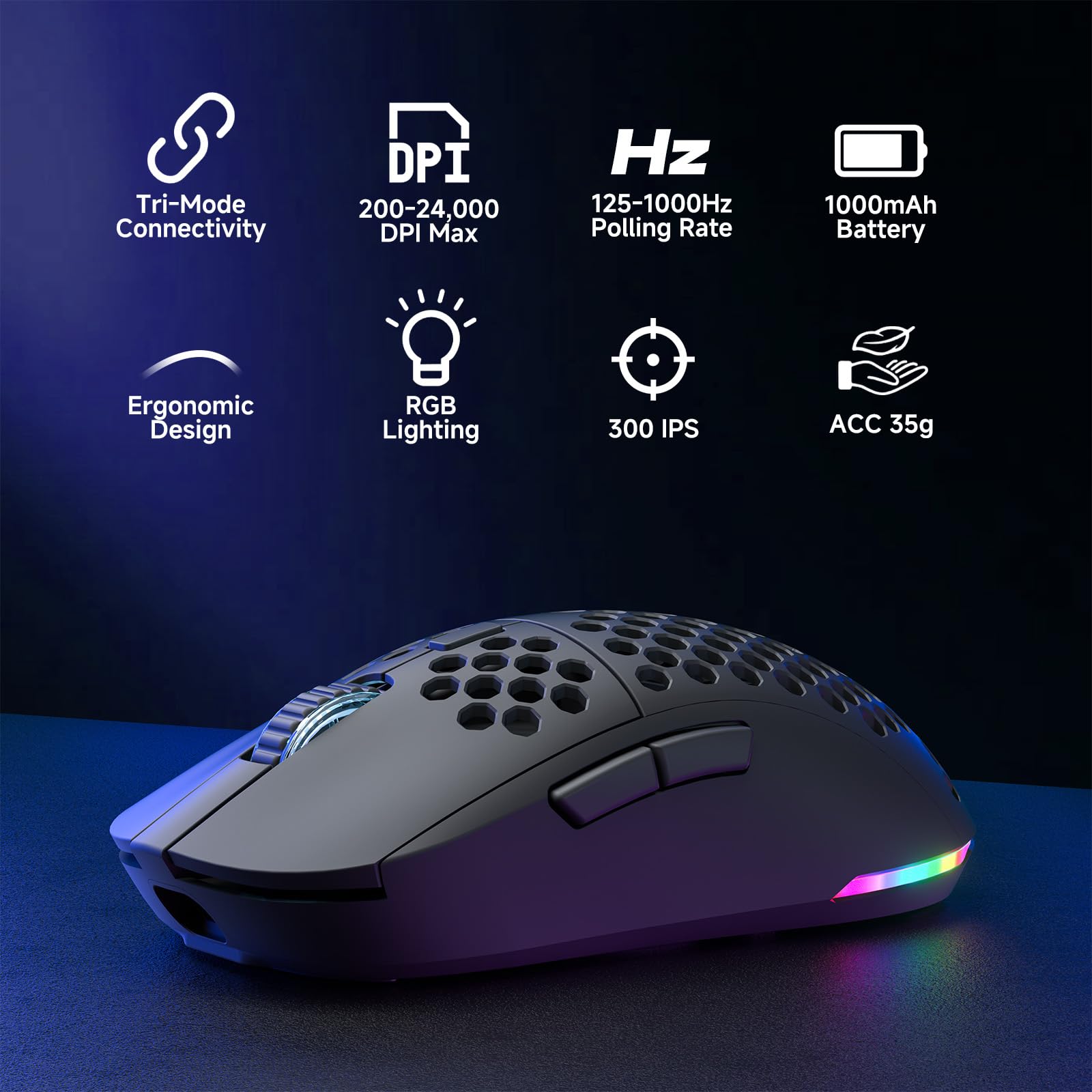 Dierya Ensemble Gaming sans Fil, M1 Souris Gamer 24000 DPI et DK68 Clavier Mécanique 65% Noir, Setup PC Multitâche Minimaliste (Pack de 2)