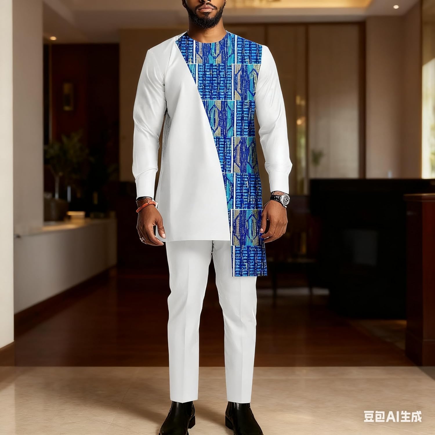African Suits for Men 2 Piece Sets Fashion Outfit Nigerian Dashiki Wedding Clothing Attire Tracksuits