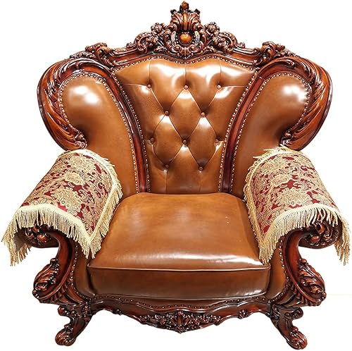 LUFEIJIASHI Juego de 2 fundas de lujo para reposabrazos de sofá, lavables, protectores de reposabrazos para sofá de cuero, fundas antideslizantes