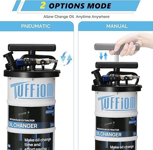 Miniatura 2 de TUFFIOM Bomba extractora de aceite de 6.5L, extractor de líquido de vacío neumáticomanual para cambio de aceite automotriz, camión, cortacésped, uso