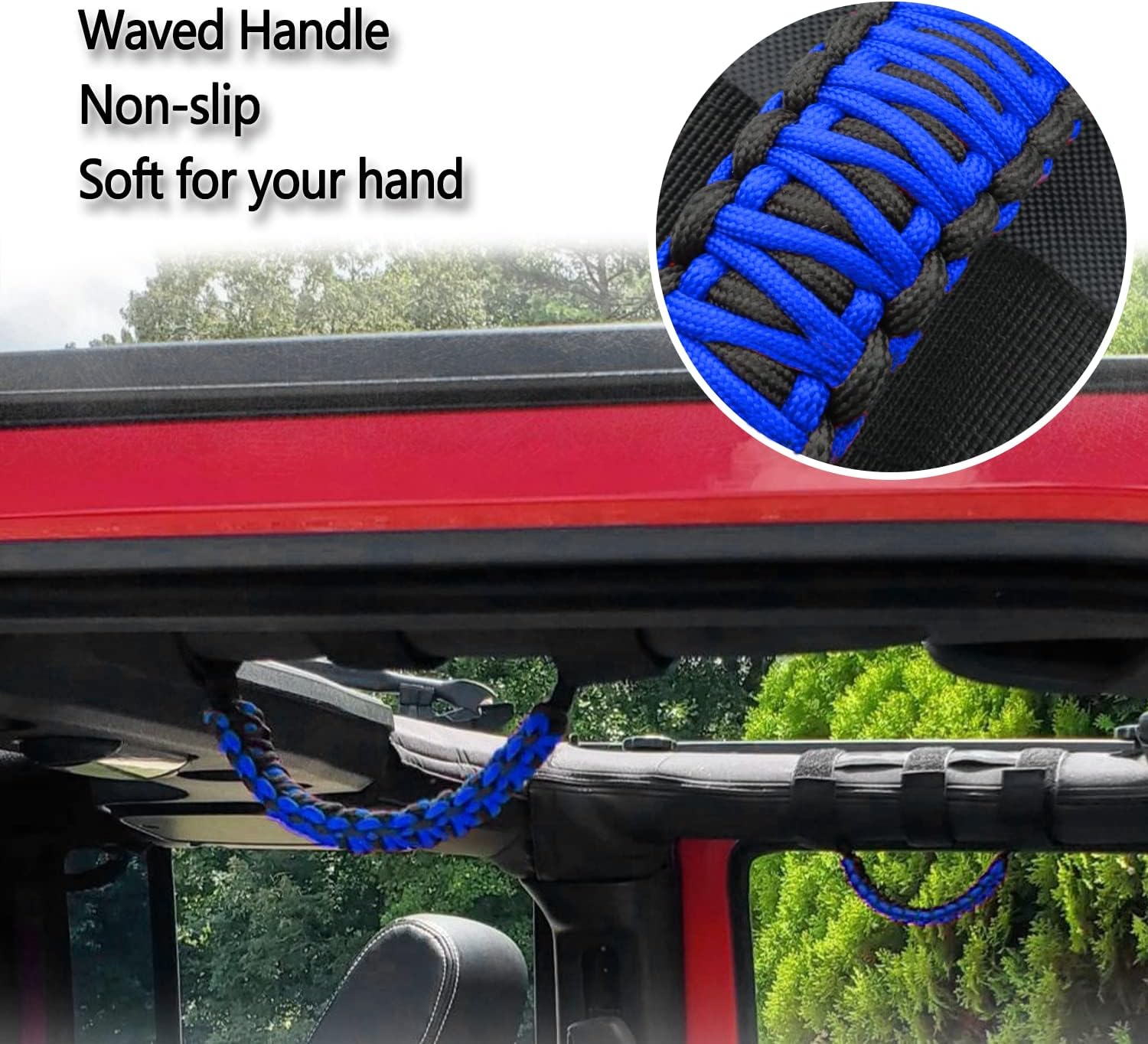 for Jeep Accessories US Flag Roll Bar Grab Grip Handle for Compatible with Jeep Wrangler YJ TJ JK JKU JL JLU & Gladiator JT 1955-2023 All Models (Blue, 4PCS)
