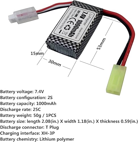 Miniatura 2 de Accessory - 2 baterías de litio de 7.4 V 1000 mAh Odamiya Plug para coche 300E 302E 9300 9310 9305E 9304E 9303E 9302E 9301 RC