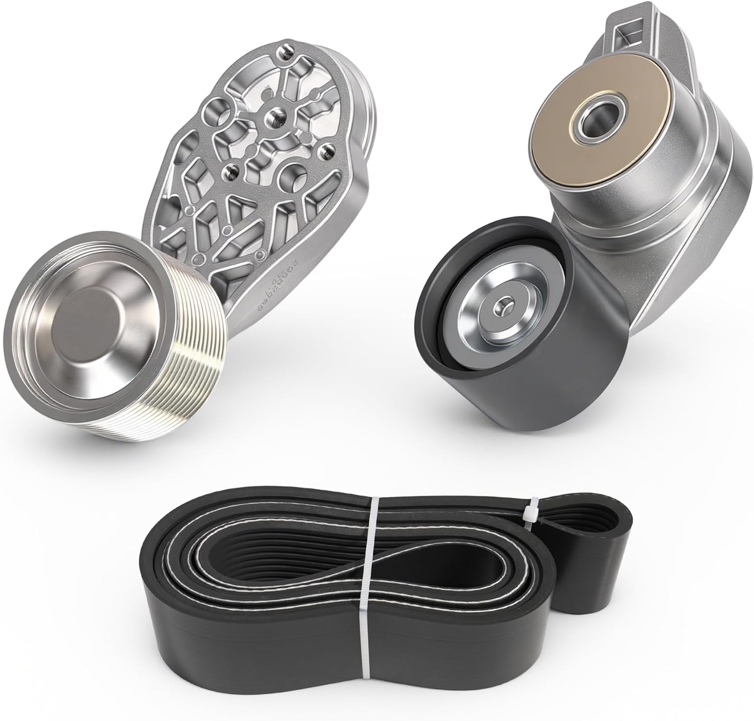 Fan Belt Tensioner with Pulley Set, Fits for Volvo D13 Engine, Belt Tensioner 21714847 20582558 & Belt 20582557