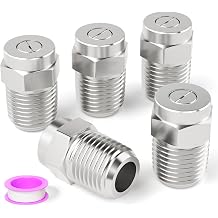 5PCS 4000 PSI 25 Degree Surface Cleaner Tips, 1/4 Inch NPT Male Threaded Spray, 2.5 Orifice, for Water Gun, Pressure Washer, Water Broom