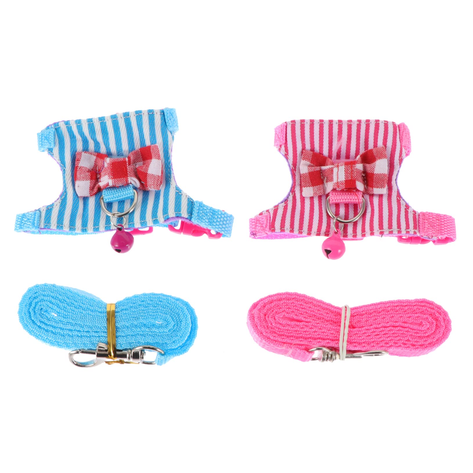 Mikikit 2Sets Portable Hamster Harness with Rat Leash Comfortable Breathable Design for Pets Striped for Daily Use and Theme Parties