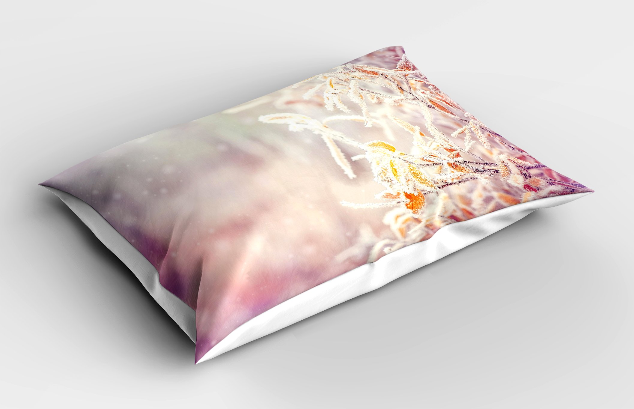 Ambesonne Winter Pillow Sham, Snow Branches Tree Leaves Snowflakes Holiday Christmas Theme November Nature, Decorative Standard Queen Size Printed Pillowcase, 30