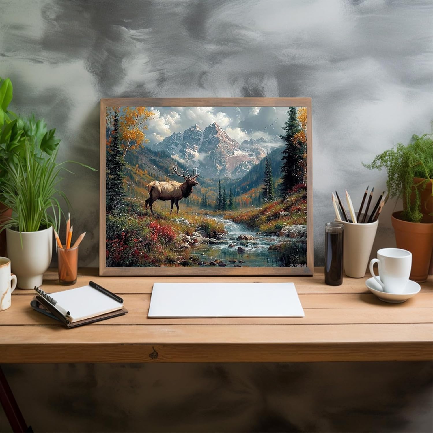 ZUVRDIAI Paint by Number for Adults, Grand Elk in Valley, Adult Crafts Paint by Numbers, DIY Handmade Gifts 16x20 inch