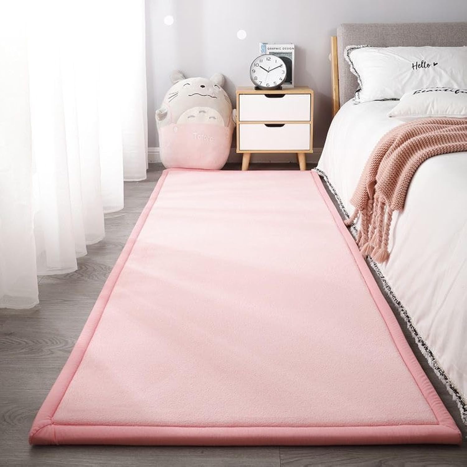LIMOS Soft Shaggy Area Rugs，Soft Bedroom Carpets, 2cm Thick Coral Velvet Carpet ，Washable Children Play Mat Exercise Pads Carpet，Anti Slip Fluffy Rug Bedroom Bedside (Pink, 60x160cm)