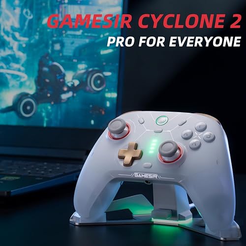 GameSir Cyclone 2 Multiplatform Wireless Controller- TMR Electromagnetic Joysticks&Hall Effect Switch triggers,6-axis Gyro Gaming Controller for Switch/PC/iOS/Android/Steam (Phantom White Bundle) - 2