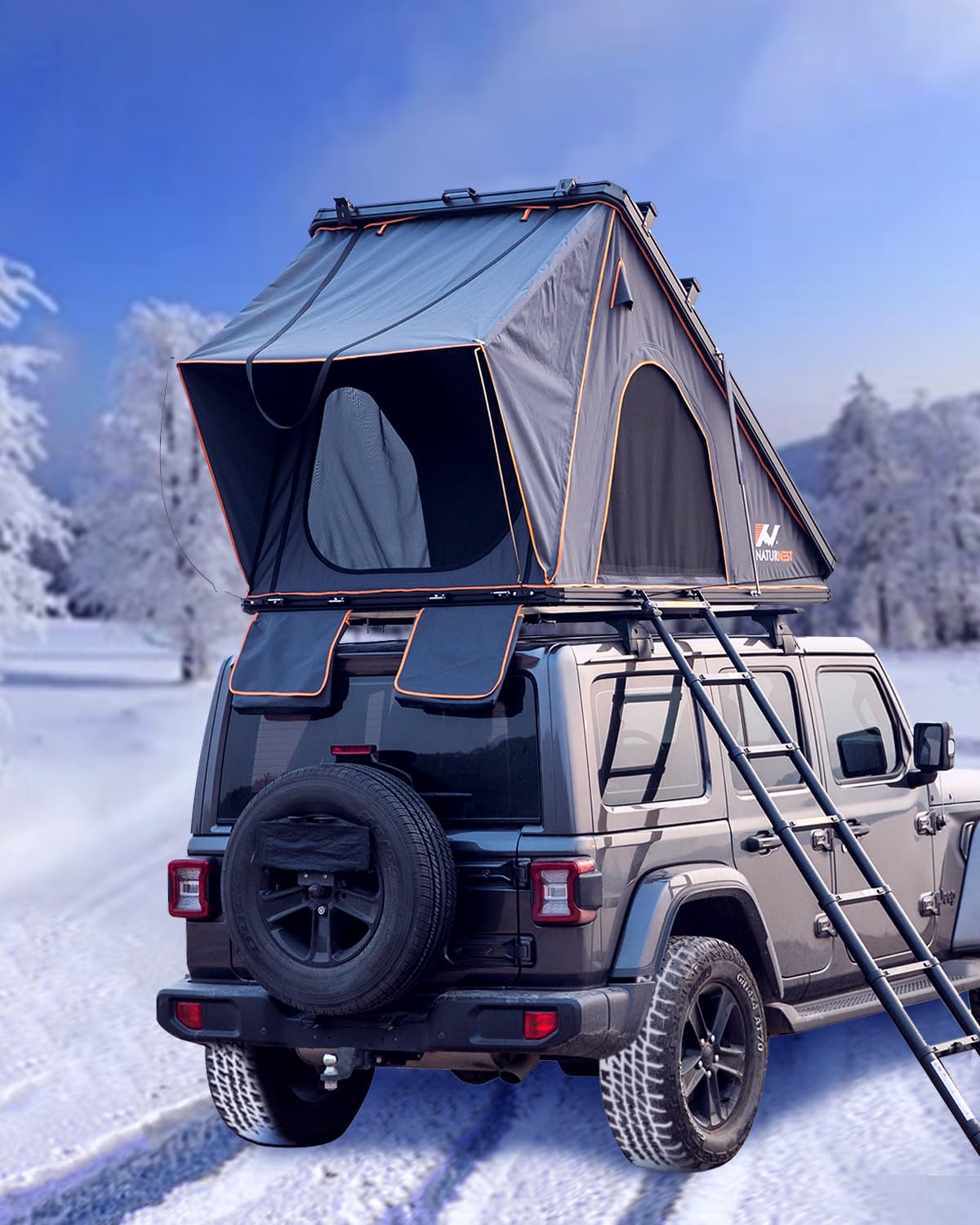 BAMACAR Naturnest Rooftop Tent Hard Shell for Jeep SUV Attachment for Camping, Hardshell Rooftop Tents for Camping Overland Naturenest Roof Top Tent Hardshell Car Roof Tents Car Top Tent