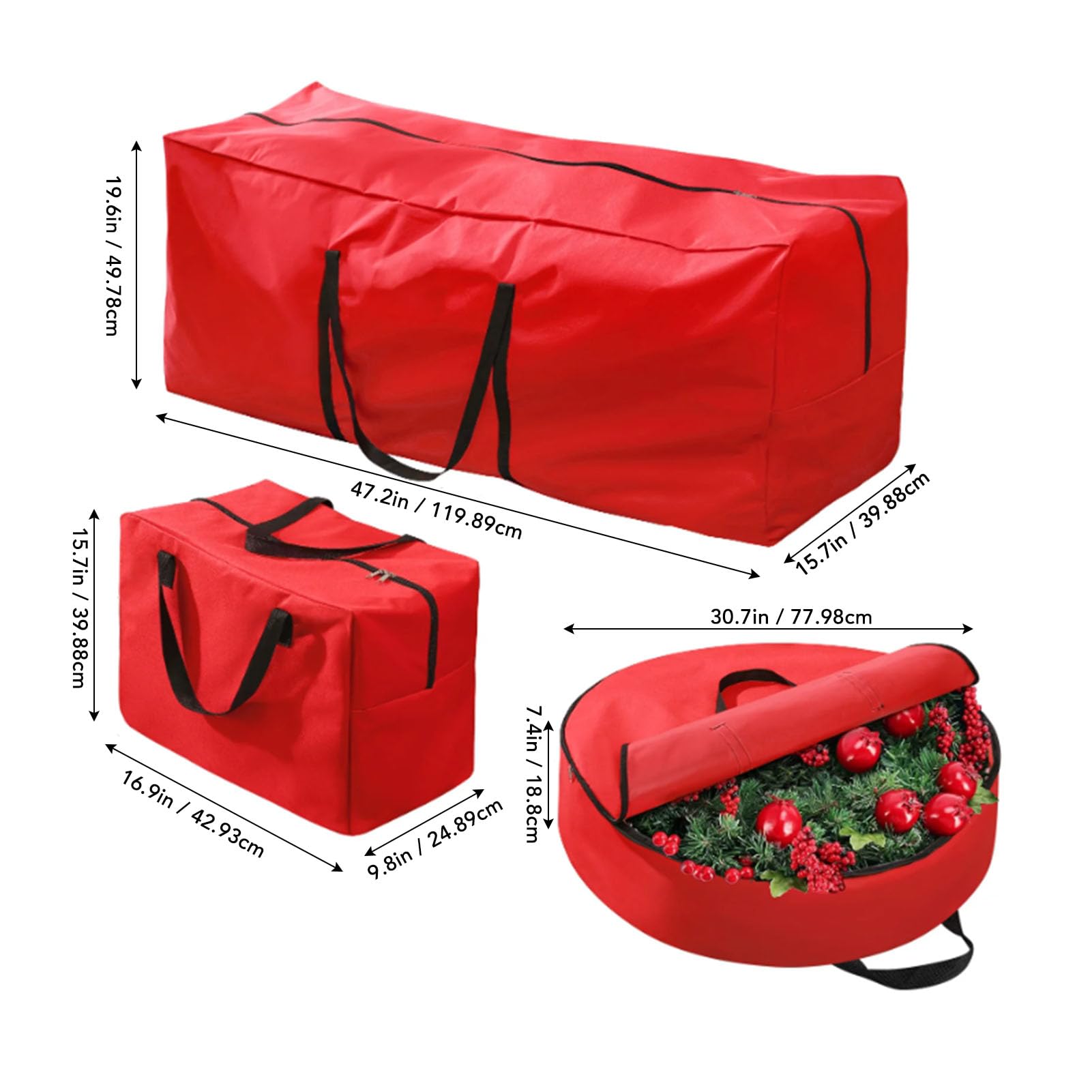 Scatola portaoggetti per albero di Natale Borsa portaoggetti per albero di Natale Borsa portaoggetti per albero artificiale Scatola portaoggetti per ornamento contenitore natalizio (Rossa)