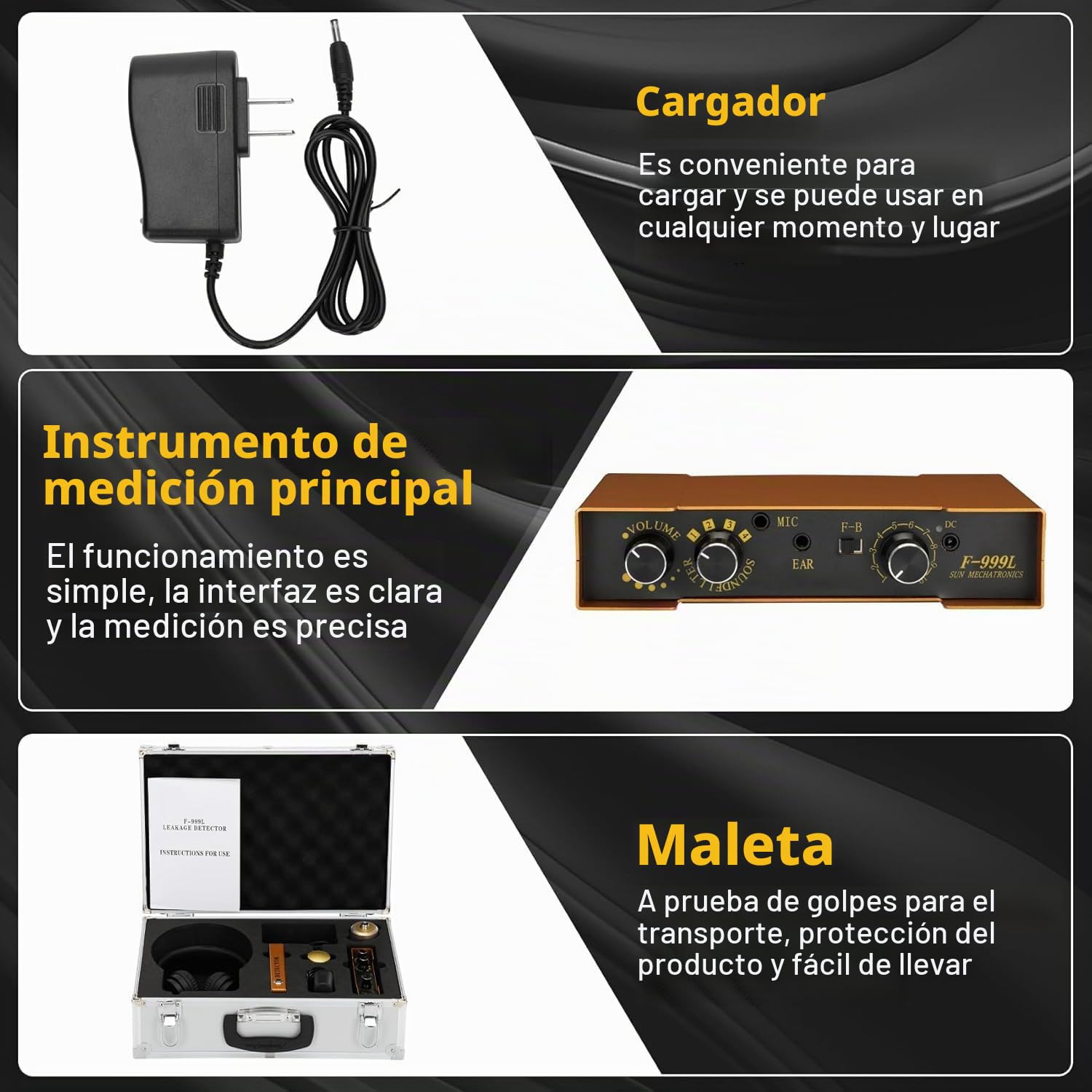 Sensor de detección de fugas, detector de fugas de agua subterráneo | Sensor geófono ultrasónico de fugas de agua, profundidad de detección de 3 metros, para uso doméstico y exterior