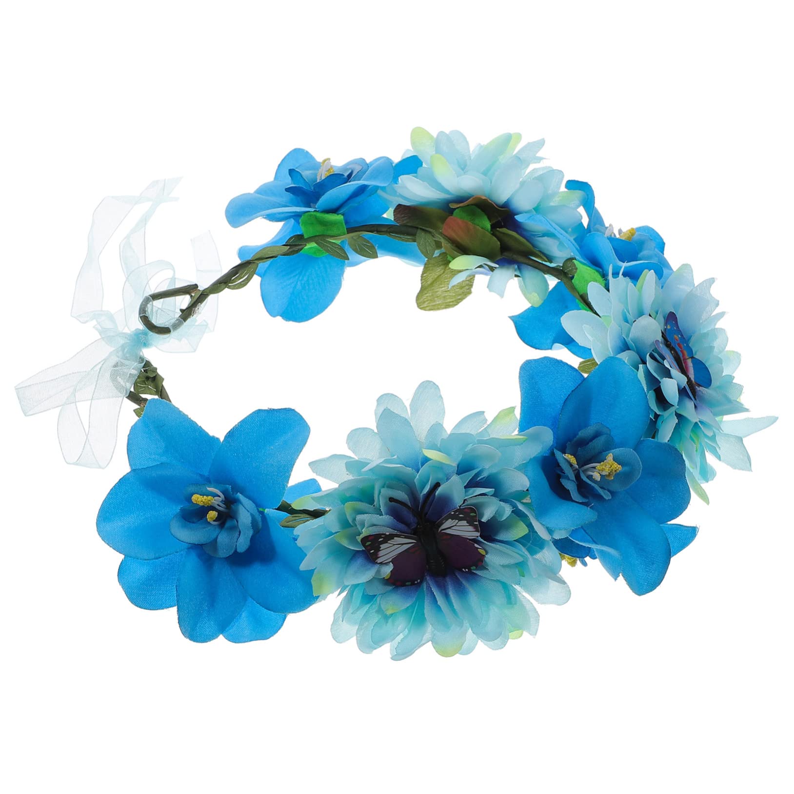 FOMIYES 4piezas Diadema De Flores Artificiales Bohemia Para Novias y Fotografía Adorno Floral Elegante y Romántico Azul