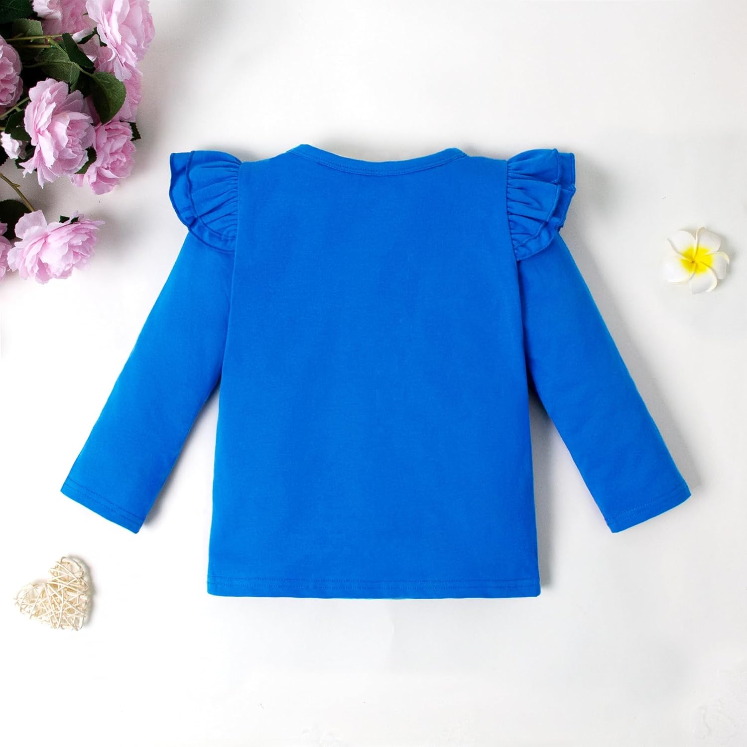 Magic Park 12M-14Y Baby Girl Blouse Toddler Short Long Ruffle T-Shirts Kids Girl Solid Color Tee Casual Tops for Girls - Image 2