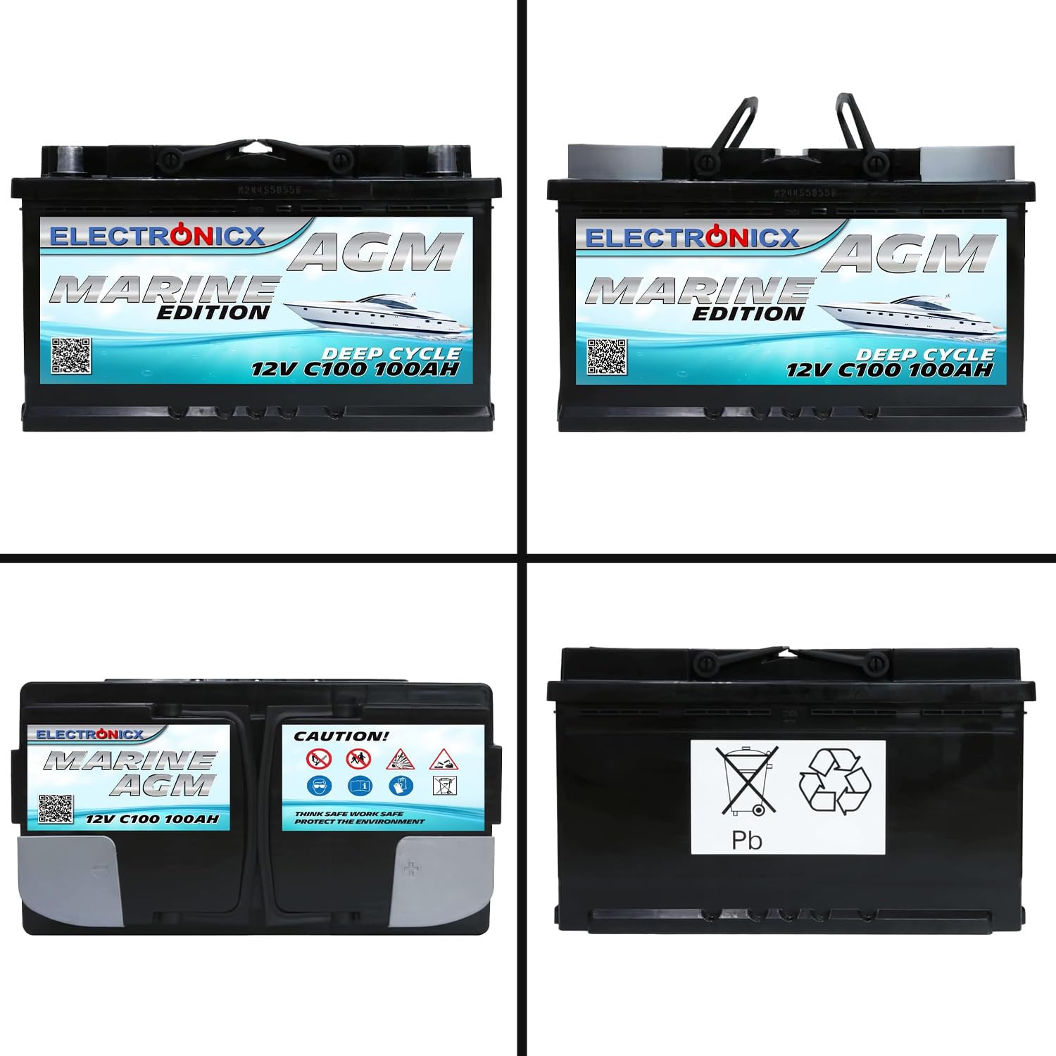 AGM Batterie 100Ah 12V – Solarbatterie für Wohnmobil, Wohnwagen, Boot, Mover – Versorgungsbatterie Deep Cycle – Wartungsfrei & Zyklenfest