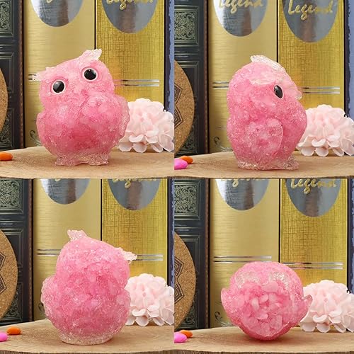 Miniatura 5 de Estatua de búho de cuarzo rosa de 2.4 pulgadas, cristal curativo natural, lindo búho, figura rosa, escultura de bolsillo, reiki, energía espiritual,
