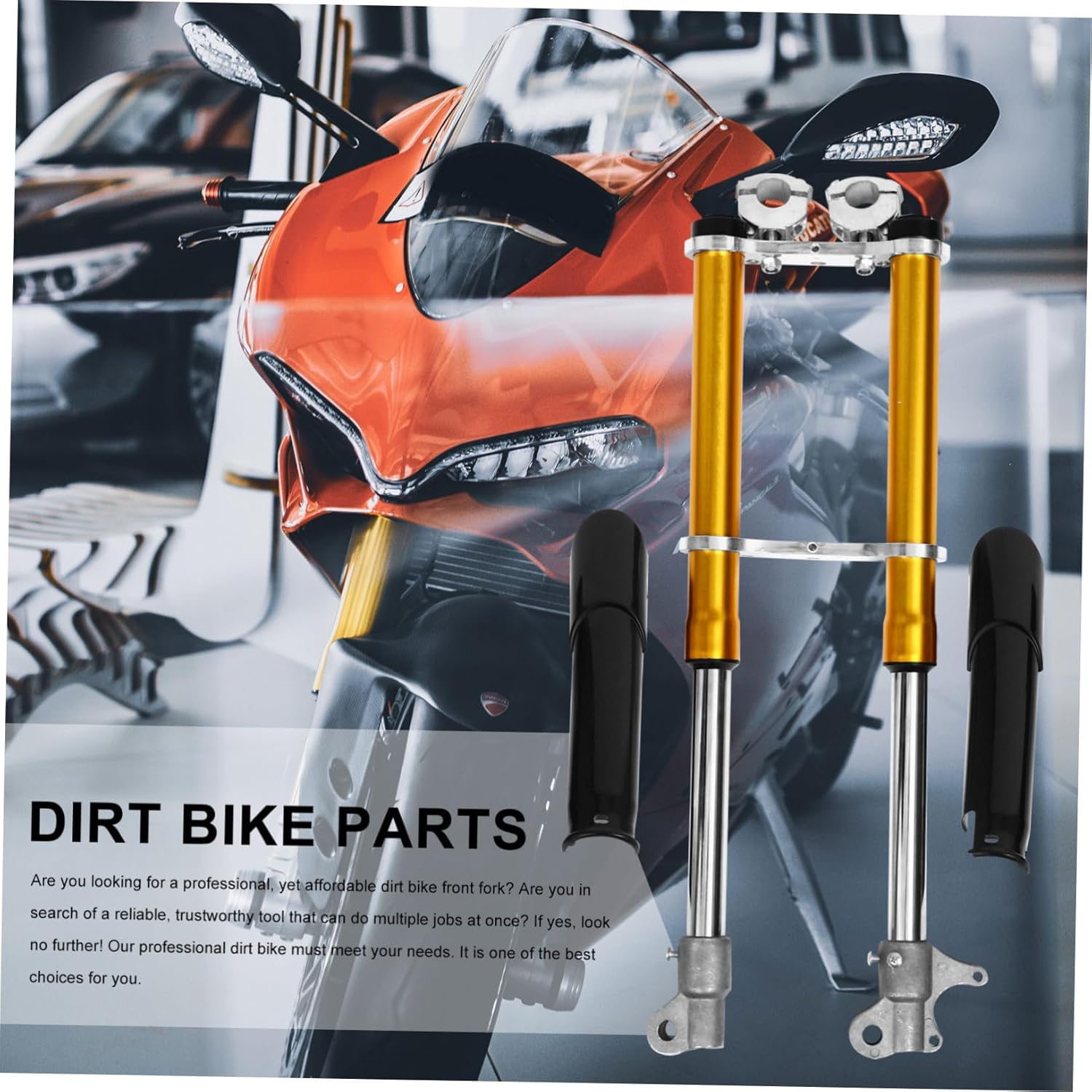 Cabilock Mini Dirt Bike Shock Absorption Front Fork Durable Suspension Fork Accessories for Mini Stroke Off Road Motorcycles Easy Installation Replacement for Old Parts