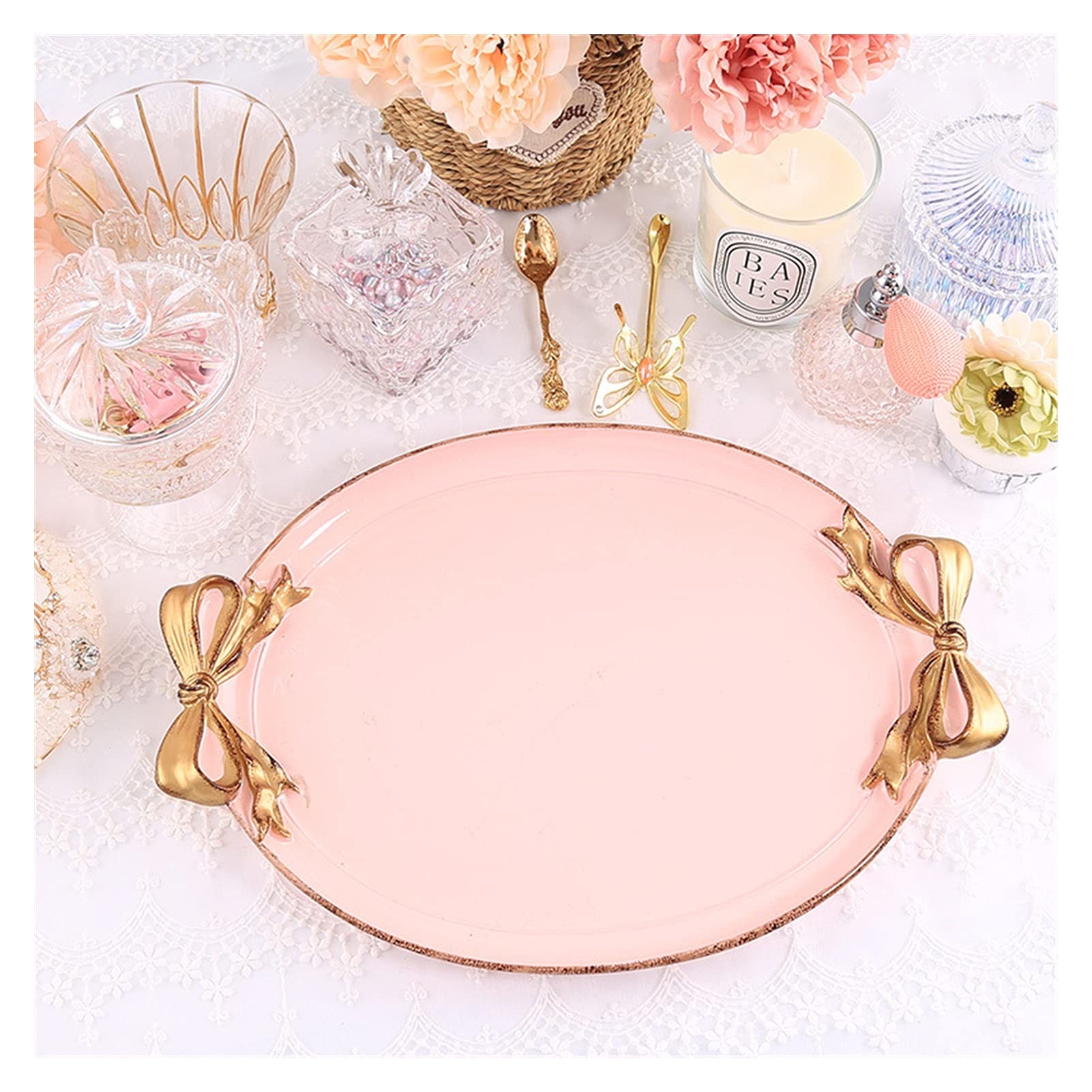 Bandejas Oval Resina Verde Almacenamiento Joyería Plato Postre Placa Placa Cocina Organización Cosméticos Anillo de Boda Tray Crafts Regalos (Color : White)