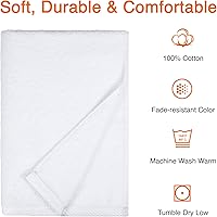 Vista 4 de Yaxa Basics 2 toallas de baño de gran tamaño de secado rápido, 100% algodón, color blanco, de 62 x 30 pulgadas