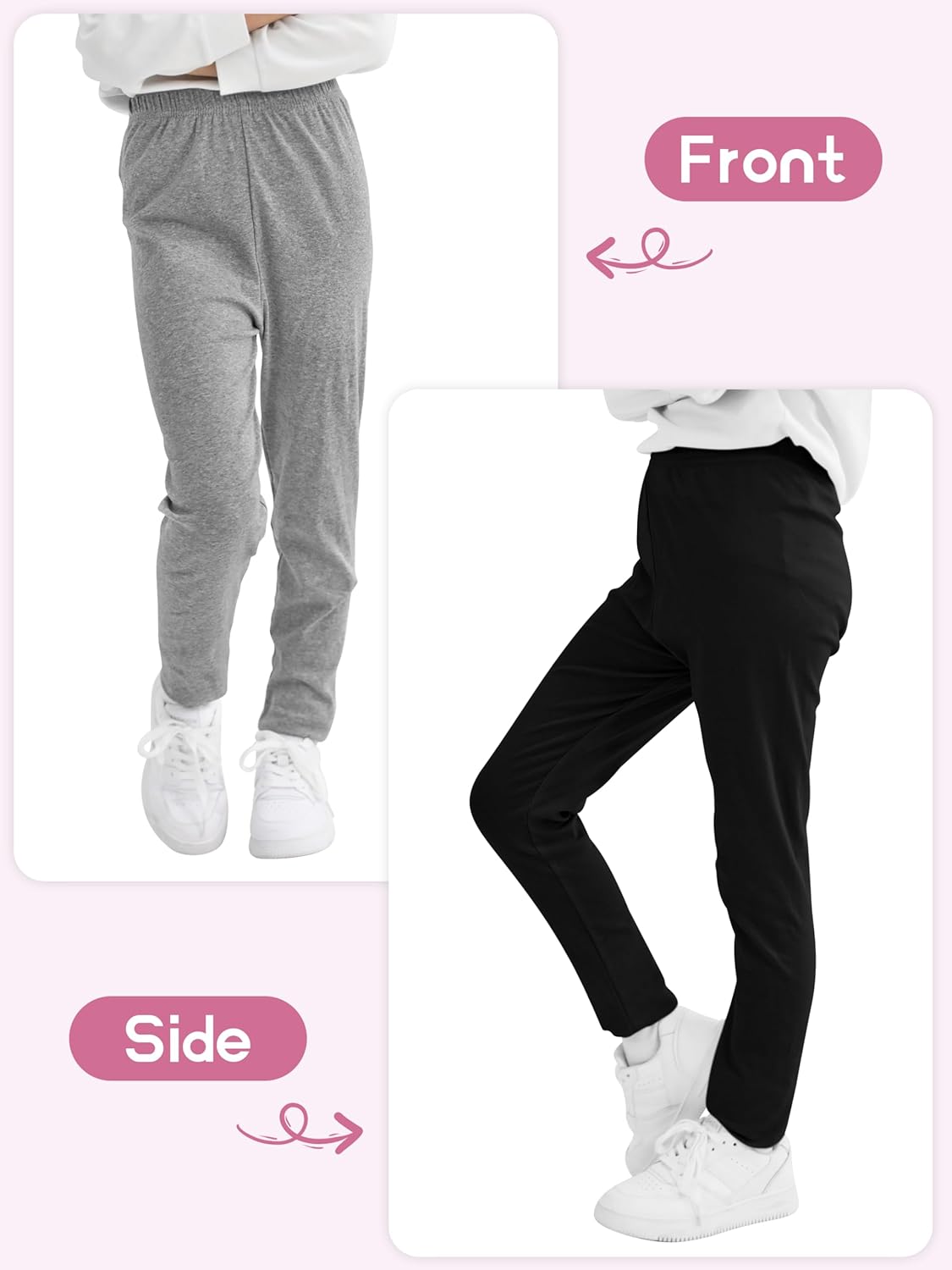 Resinta 6 Pack Girls Cotton Leggings Kids Pull On Leggings Elastic Waistband Stretchy Full Length Footless Soft Tights Pants - Image 5