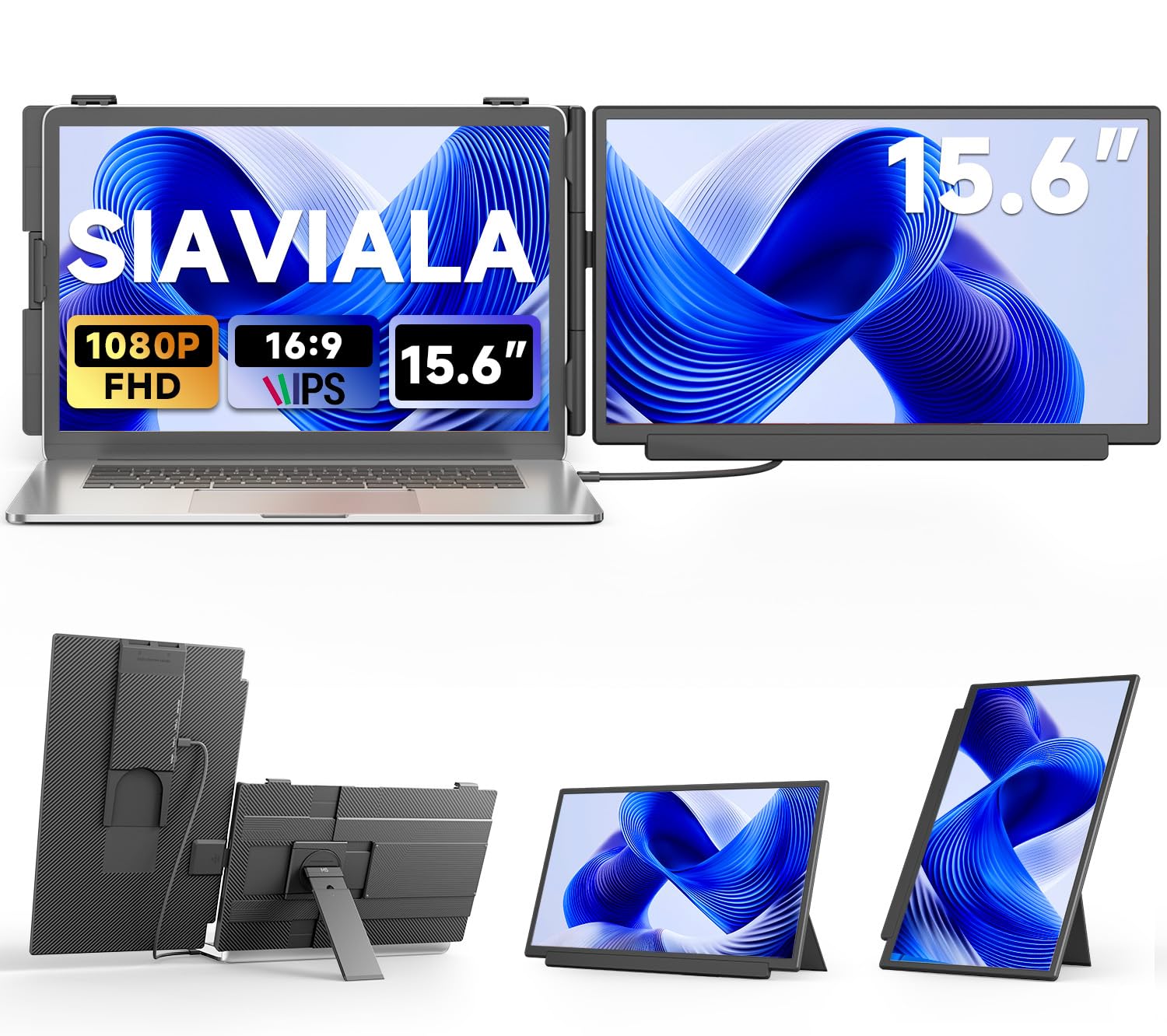 Extensor De Pantalla para Portátil de 15.6" Monitor Portátil IPS 1080P FHD, Doble Pantalla para Portatil de 13 a 17» Plug & Play para Windows/Mac/Android/Switch/PS5