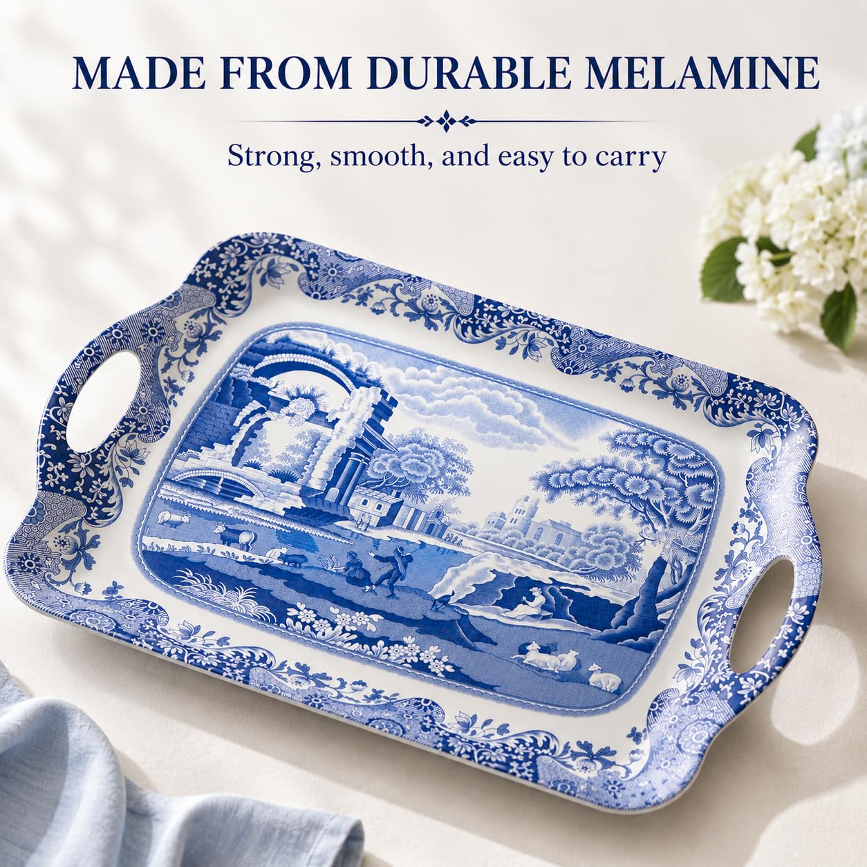 Amazon.com: Pimpernel | Large Tray with Handle | Spode Blue